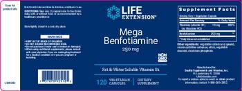 Life Extension Mega Benfotiamine 250 mg - supplement