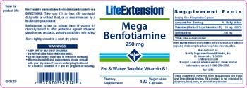 Life Extension Mega Benfotiamine 250 mg - supplement