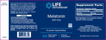 Life Extension Melatonin 500 mcg - supplement
