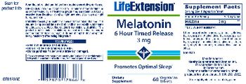 Life Extension Melatonin 6 Hour Timed Release 3 mg - supplement