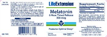 Life Extension Melatonin 6 Hour Timed Release 300 mcg - supplement