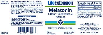 Life Extension Melatonin 6 Hour Timed Release 750 mcg - supplement