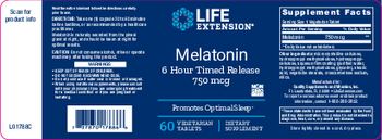 Life Extension Melatonin 750 mcg 6 Hour Timed Release - supplement