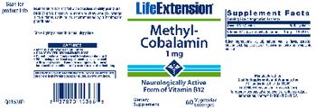 Life Extension Methyl-Cobalamin 1 mg - supplement