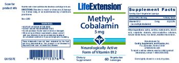 Life Extension Methyl-Cobalamin 5 mg - supplement