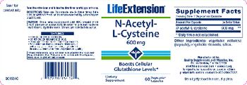 Life Extension N-Acetyl-L-Cysteine 600 mg - supplement