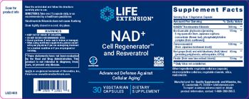 Life Extension NAD+ Cell Regenerator and Resveratrol - supplement