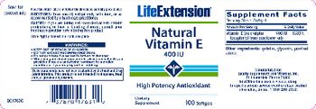 Life Extension Natural Vitamin E 400 IU - supplement