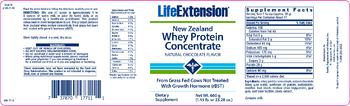 Life Extension New Zealand Whey Protein Concentrate Natural Chocolate Flavor - supplement