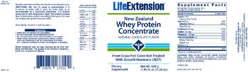Life Extension New Zealand Whey Protein Concentrate Natural Chocolate Flavor - supplement