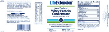 Life Extension New Zealand Whey Protein Concentrate Natural Vanilla Flavor - supplement