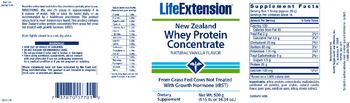 Life Extension New Zealand Whey Protein Concentrate Natural Vanilla Flavor - supplement