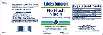 Life Extension No Flush Niacin (Inositol Hexanicotinate) 800 mg - supplement