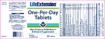 Life Extension One-Per-Day Tablets - high potency multivitamin mineral supplement