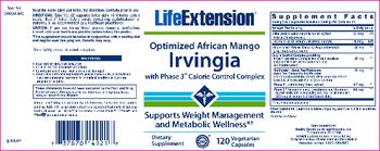 Life Extension Optimized African Mango Irvingia With Phase 3 Calorie Control Complex - supplement