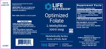 Life Extension Optimized Folate L-Methylfolate 1000 mcg - supplement