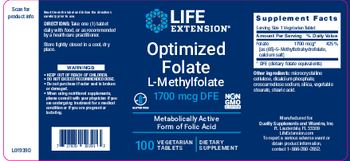 Life Extension Optimized Folate L-Methylfolate 1700 mcg DFE - supplement