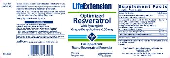 Life Extension Optimized Resveratrol 250 mg With Synergistic Grape-Berry Actives - supplement