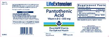 Life Extension Pantothenic Acid - supplement