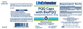 Life Extension PQQ Caps with BioPQQ Pyrroloquinoline Quinone - 20 mg - supplement