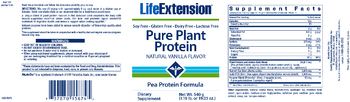 Life Extension Pure Plant Protein Natural Vanilla Flavor - supplement