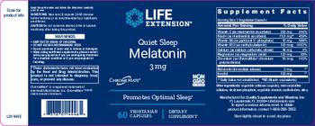 Life Extension Quiet Sleep Melatonin 3 mg - supplement