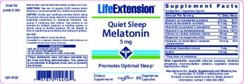 Life Extension Quiet Sleep Melatonin 5 mg - supplement