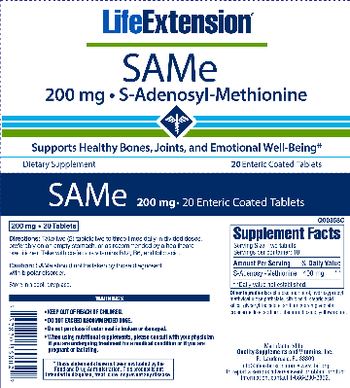 Life Extension SAMe 200 mg - supplement