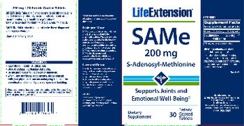 Life Extension SAMe 200 mg - supplement