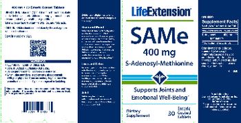 Life Extension SAMe 400 mg - supplement