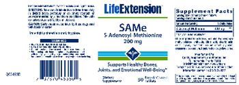 Life Extension SAMe S-Adenosyl-Methionine 200 mg - supplement