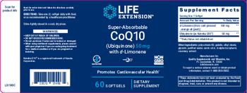 Life Extension Super-Absorbable Co-Q10 (Ubiquinone) 50 mg with d-Limonene - supplement