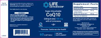 Life Extension Super-Absorbable CoQ10 (Ubiquinone) 100 mg with D-Limonene - supplement