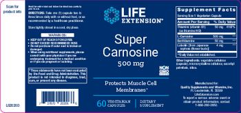 Life Extension Super Carnosine 500 mg - supplement