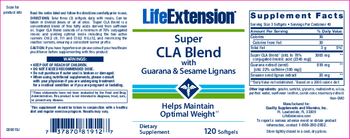 Life Extension Super CLA Blend With Guarana & Sesame Lignans - supplement