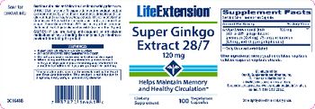 Life Extension Super Ginkgo Extract 28/7 120 mg - supplement