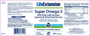 Life Extension Super Omega-3 EPA/DHA With Sesame Lignans & Olive Fruit Extract - supplement