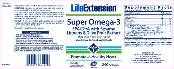 Life Extension Super Omega-3 EPA/DHA With Sesame Lignans & Olive Fruit Extract - supplement