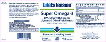 Life Extension Super Omega-3 EPA/DHA With Sesame Lignans & Olive Fruit Extract - supplement