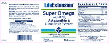 Life Extension Super Omega With Krill, Astaxanthin & Olive Fruit Extract - supplement