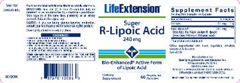 Life Extension Super R-Lipoic Acid 240 mg - supplement