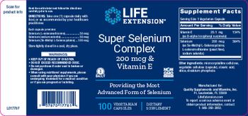 Life Extension Super Selenium Complex 200 mcg & Vitamin E - supplement