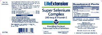 Life Extension Super Selenium Complex 200 mcg & Vitamin E - supplement