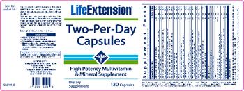 Life Extension Two-Per-Day Capsules - high potency multivitamin mineral supplement