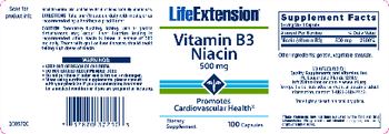 Life Extension Vitamin B3 Niacin 500 mg - supplement