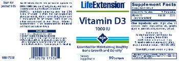 Life Extension Vitamin D3 1000 IU - supplement