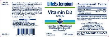 Life Extension Vitamin D3 1000 IU - supplement