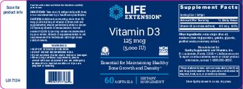 Life Extension Vitamin D3 125 mcg (5,000 IU) - supplement