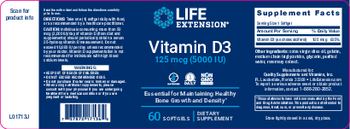 Life Extension Vitamin D3 125 mcg (5,000 IU) - supplement