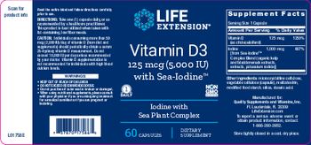 Life Extension Vitamin D3 125 mcg (5,000 IU) with Sea-Iodine - supplement